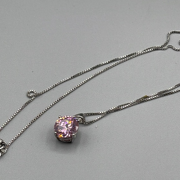 sterling silver Jewelry - Stunning pink CZ set in sterling silver necklace